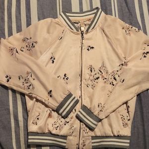 Pastel floral bomber jacket